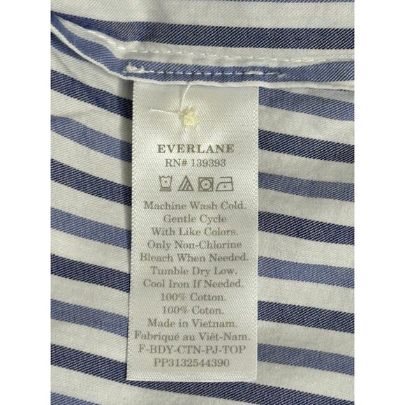 Everlane NWOT Blue White Striped Button-Down Top 3/4 Sleeves Casual Comfort L - Picture 5 of 7